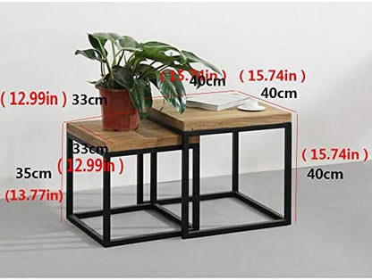 Telephone Table, Nesting Table,Small Wooden Table,Small Apartment Sofa/Telephone Side Table,Table Set,2 Pcs(Black-2 pcs