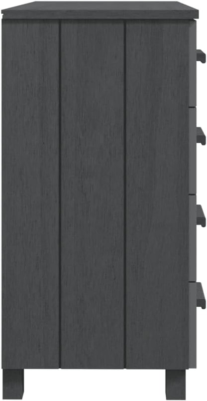 Dark Grey Solid Pine Wood Medium Sideboard with 5 Drawers, Modern Storage Cabinet for Living Room Dining Area Hallway, Sturdy Construction Wall Mountable, Ample Storage Space
