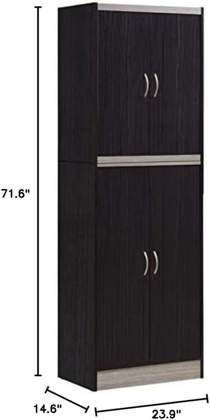Home Square 4 Shelf Kitchen Pantry Set in Chocolate-Grey (Set of 2)