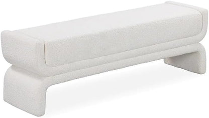Modern Bedside Stool Bedroom Bench Simple Special-Shaped Living Room Long Home Shoe Changing Entryway(White,Medium)