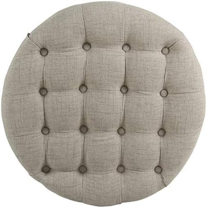 Homepop Home Decor Button Tufted Woven Round Storage Ottoman Large