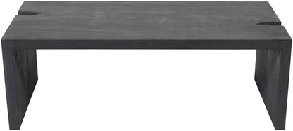Pemberly Row 3-Piece Cocktail Table Set, Reclaimed Solid Wood, Ebony Gray Finish, Includes 1 Coffee Table and 2 End Tables, Mid-Century Modern Style, Unique Carvings for Living Room Decor