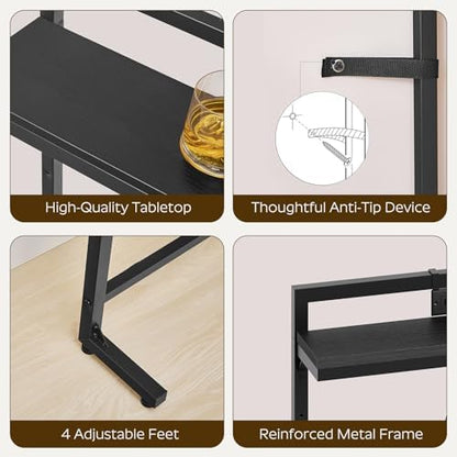 YATINEY 78.7'' Narrow Console Table with Adjustable Height (27.6''-35.4''), Behind Couch Table Skinny with Outlet, Long Entryway Table, Couch Table Behind Sofa for Living Room, Black CT22UBB
