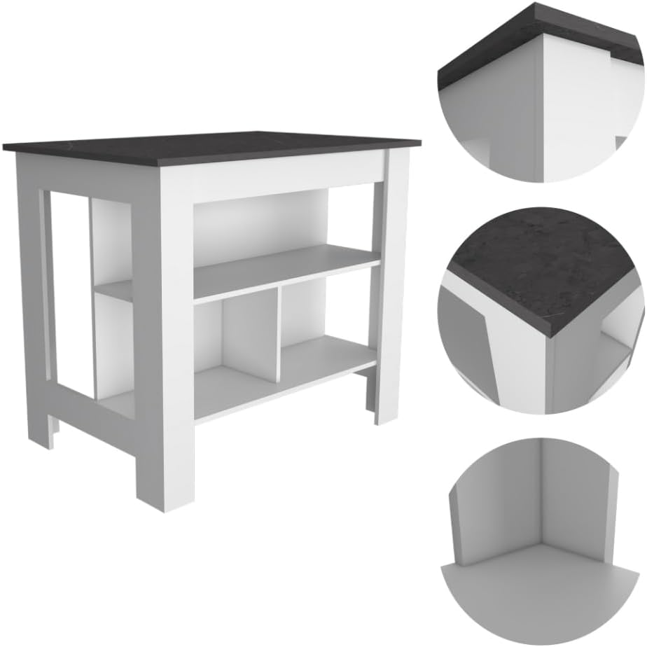 2-Piece Kitchen Set with Island and Pantry Cabinet | Spacious kitchen island with 8 storage shelves and a pantry cabinet with 2 doors