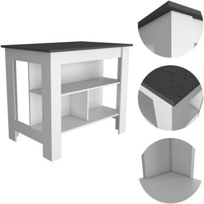 2-Piece Kitchen Set with Island and Pantry Cabinet | Spacious kitchen island with 8 storage shelves and a pantry cabinet with 2 doors