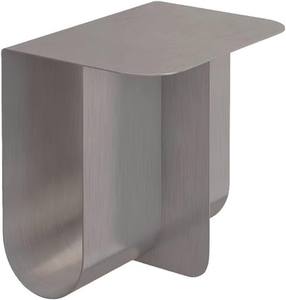 Stainless Steel Side Table with Storage, Modern Metal Coffee Table for Living Room, Bedroom, Office, Study & Guest Room, 15.7 x 11.8 x 15.0 Inches, Silver