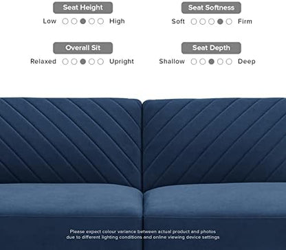 mopio 76.4" Futon Sofa Bed Chevron Styled, Sleeper Couch (Classic Blue Velvet)