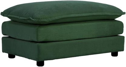 Chenille Ottoman Footrest for 2, 3, and 4 Seater Sofas, Green (Green + Chenille + 1 Seat-1)
