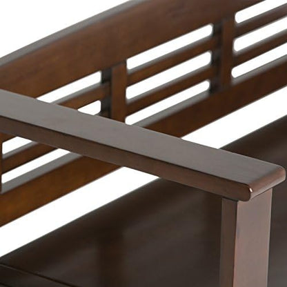 SIMPLIHOME Adams 48" Wide Solid Wood Storage Bench in Medium Brown