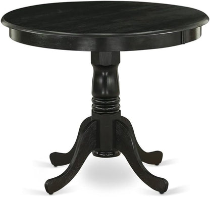 East West Furniture ANT-ABK-TP Antique Dining Room Table - a Round kitchen Table Top with Pedestal Base, 36x36 Inch, Wirebrushed Black