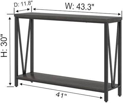FOLUBAN Console Table for Entryway, Modern Sofa Table Behind Couch, Narrow Entry Table for Hallway, Living Room (Industrial, Dark Gray)