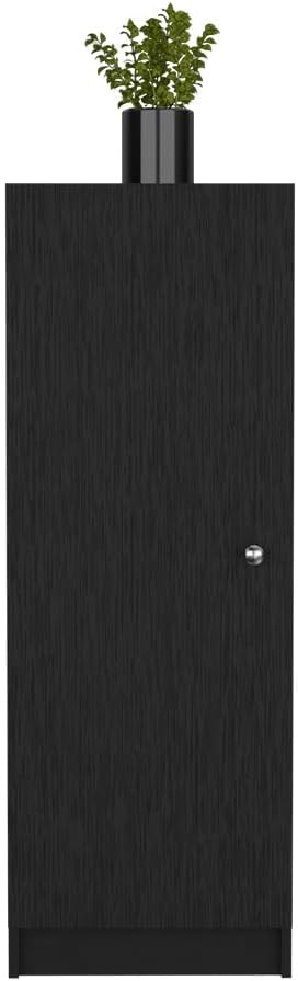 Kitchen Pantry 47" H, One Door Cabinet, Four Interior Shelves, Black