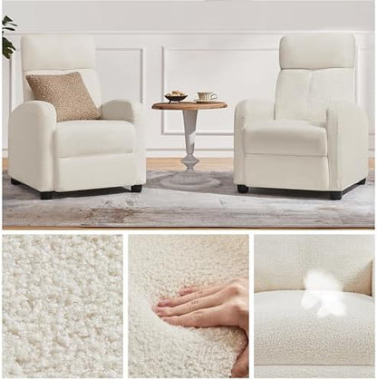 Yaheetech Recliner Chair with 3 Adjustable Angles Living Room Chairs Ivory