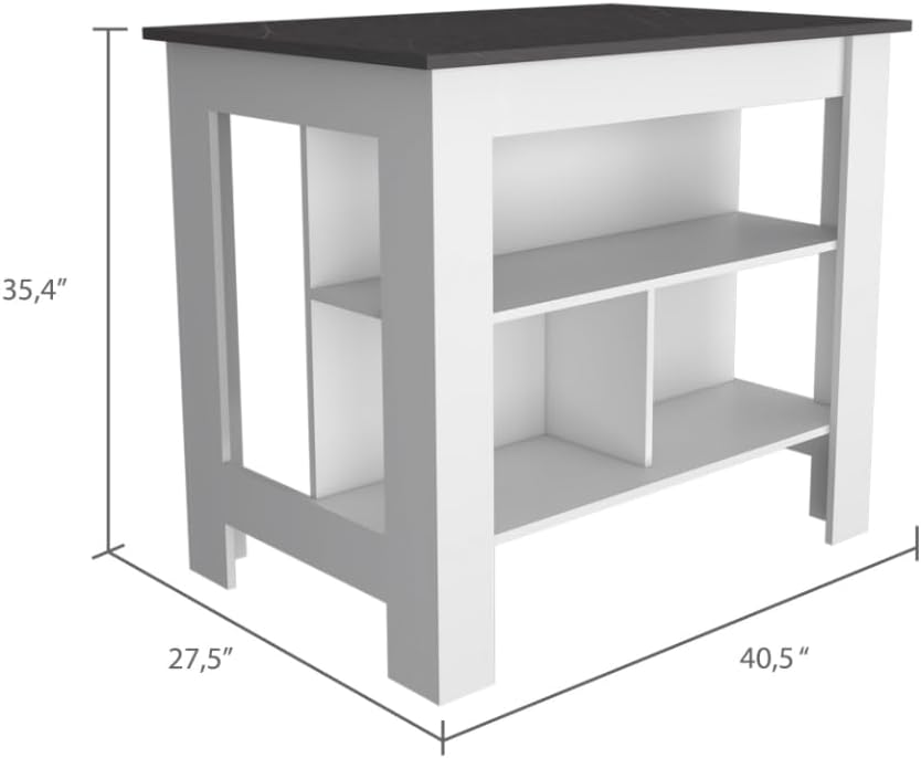 2-Piece Kitchen Set with Island and Pantry Cabinet | Spacious kitchen island with 8 storage shelves and a pantry cabinet with 2 doors