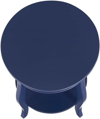 Pemberly Row Wood Accent Side Table, 18.25 x 18.25 x 24 in, Navy Blue Finish, Timber Wood and MDF, Cabriole Tapered Legs, Contemporary Design, Bottom Shelf for Storage, Functional for Living Room or