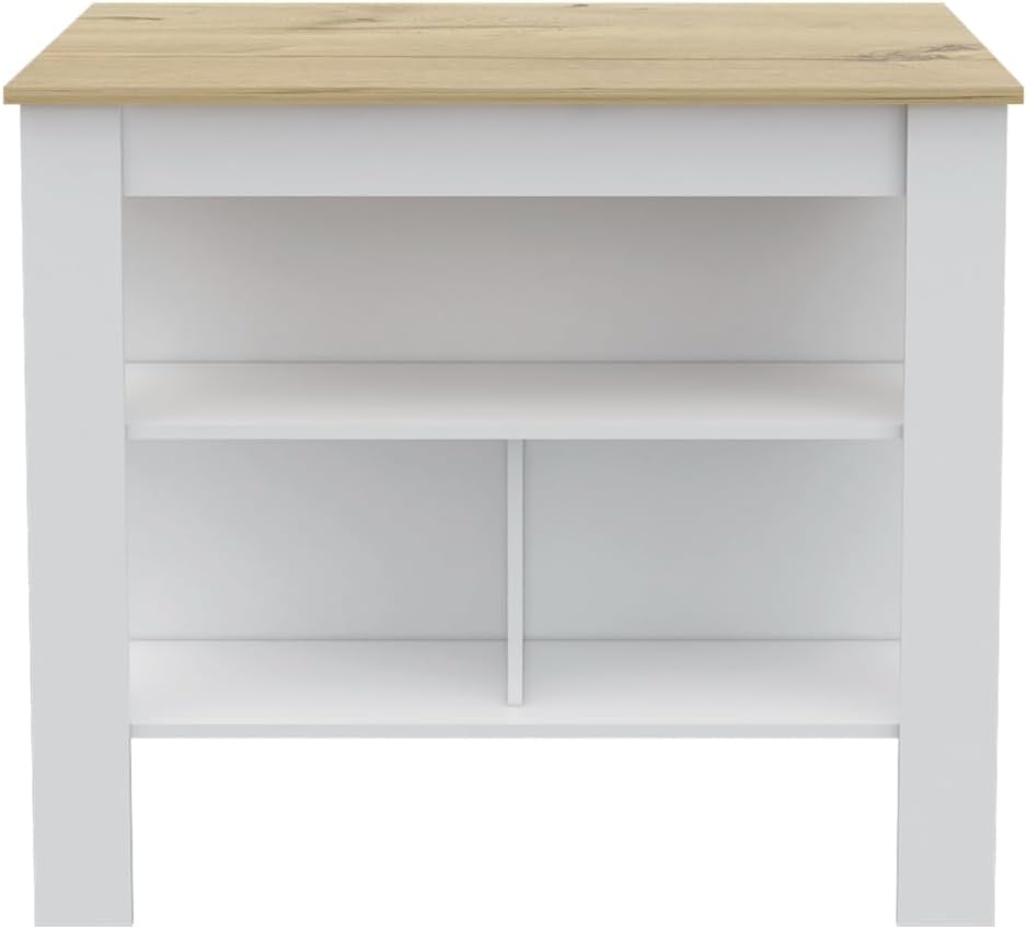 9-Shelf 2-Door Kitchen Island and Pantry Set in White and Light Oak | Combines 9 shelves and 2 doors for expanded storage capacity