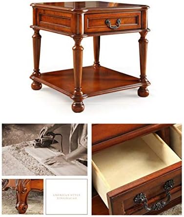Telephone Table, Living Room Solid Wood Sofa Side Table,American Telephone Side Table,European Style Simple Retro Tea Table,Bedside Table with Drawers (