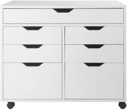 Furnifact White Storage Cabinet, Contemporary Pantry Organizer, Durable Composite Wood Finish, Space-Saving Design for Kitchen, Utility Room, Home Storage