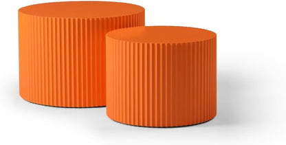 Nesting Table Set of 2, MDF Coffee Table Set for Living Room/Leisure Area (Orange + MDF)