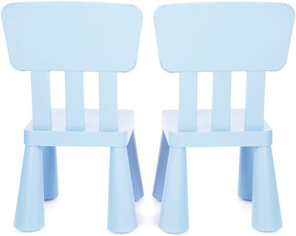 Soerreo Children's Tables and Chairs Kindergarten Baby Study Table and Chairs Plastic Game Table Removable (Chair Light Blue)