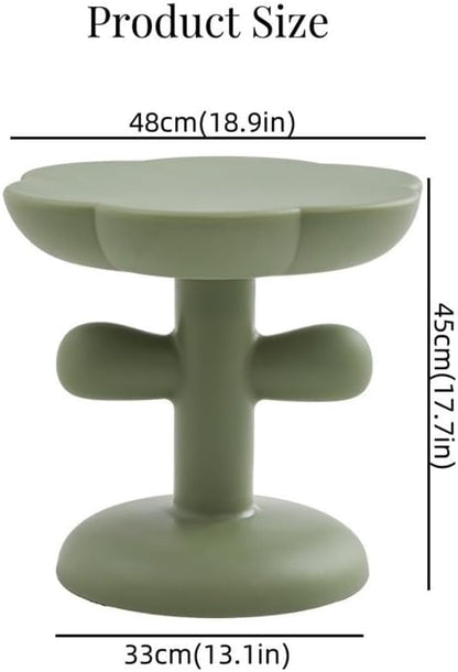 Flower-Shaped Small Tea Table Simple Accent End Table Cute Coffee Table with Stable Base Plastic Sofa Side Table for Living Room Space Saver(Purple)