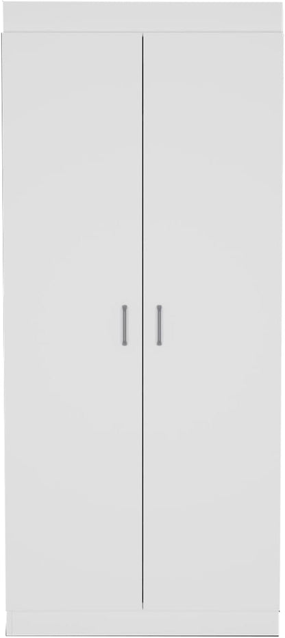 Spacious White Pantry Cabinet: 5 Shelves, 3 Door Shelves