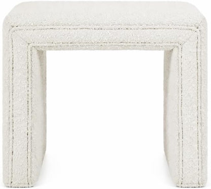 HomePop 19" Modern Channel Tufted Ottoman - Cream Boucle