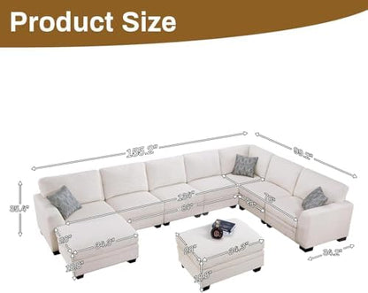 Legend Vansen Oversized Modular Sectional Sofa,U/L-Shaped Corduroy Couch with Ottoman,Deep Seat & Removable Cushion,Easy Assembly for Living Room Apartment