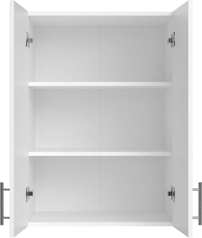 24 x 33 Inch Wall Cabinet Set of 2, Kitchen Wall Mounted Wooden Storage Cabinet, Double Door Cabinet with Soft Close, Metal Handle, Adjustable Shelf for Kitchen Laundry Bathroom Garage, White