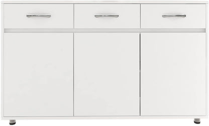 Storage Drawer File Cabinet Side Cabinet Entryway Console Side Tables with Three Drawers and Three Doors for Office or Kitchen Room (Three Doors, White)