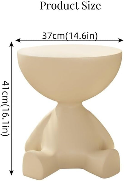 Round End Table with Storage, Cute Sofa Side Table, Versatile Nightstand, Modern Coffee Table for Living Room, Bedroom, Bathroom(Orange)