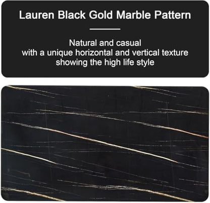 79" Black Dining Table Set for 8,Modern Luxury Dining Table Set with Chrome Gold Legs, Faux Marble Kitchen Table with 8 Black Gold Chairs for Kitchen and Dining Room