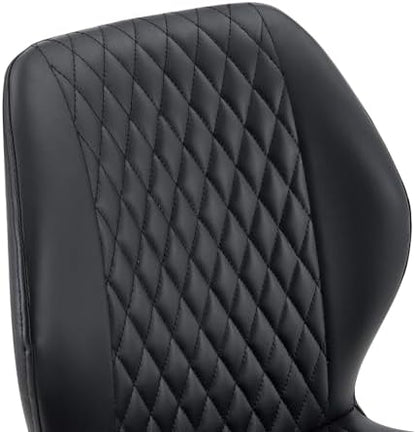Dining Chairs Set of 4, Modern Upholstered Kitchen Chairs with Curved Back, Diamond Stitching, Padded Cushion Seat and Metal Legs, Comfy Side Accent Chairs for Dining Room, Kitchen, Black
