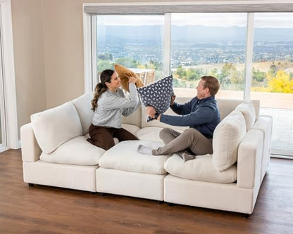 VANOMi Sectional Modular Sofa,Large U Shape Sectional Couch,Chenille,Beige | Washable,Removable Cover,Modern,Comfortable