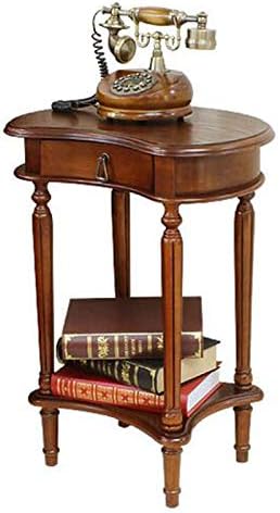 Telephone Table, American Carved Side Table,Shelves with Drawers,Telephone Living Room Side Table,European Style Retro Flower Pot Decoration Table (Color:Light Walnut,Siz