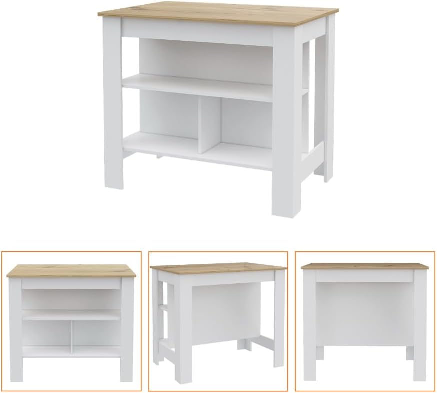 9-Shelf 2-Door 2-Piece Kitchen Set with Island and Pantry in White | Combines 9 shelves and 2 doors for expanded storage capacity