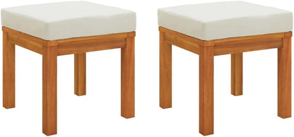 Patio Stools with Cushions 2 pcs 15.7"x15.7"x16.5" Solid Acacia Wood