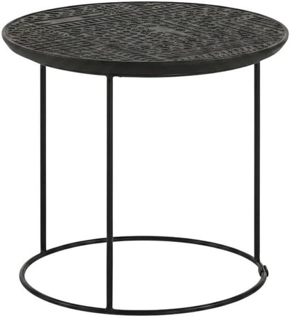 Furnifact Mango Wood Round Nesting Table 2-Piece, Nesting Coffee Table Set for Living Room Small Spaces, Matte Black