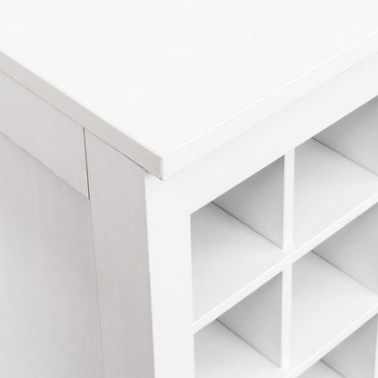 Freestanding Floor Wine Rack, 32 Bottle Wooden Wine Cabinet for Small Spaces, Farmhouse Modular Stackable Bottle Holder, Tall Counter Storage Rack, Elegant Design (White)