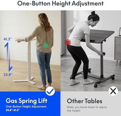 FLEXISPOT Gas Spring Lift Sit-to-Stand Table,20" Round Bar Table | With One-Touch Lift,Flexible Height 25.8"–41.3",19.7" High-Top Pub Table for Balcony,Kitchen, Apartment & Small Spaces,White