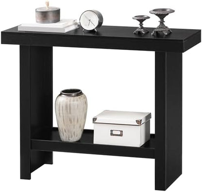 MAHANCRIS Console Table, 39.4'' Black Rectangular Entryway Table, Modern Console Table with Storage, Sofa Tables for Hallway, Foyer, Living Room, Easy Assembly, Black CTHB16801