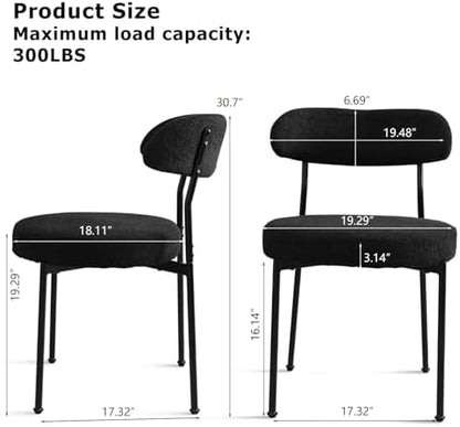 Dining Table and Chair Set 31.5" Black Round Table&2 Boucle Upholstered Chairs for Kitchen Dining Room Small Space 3 Piece Dining Table and Chair Set (Black)