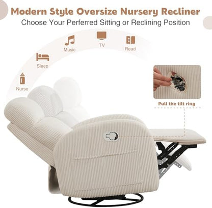 Manual Swivel Rocker Recliner, Small Recliners for Small Spaces