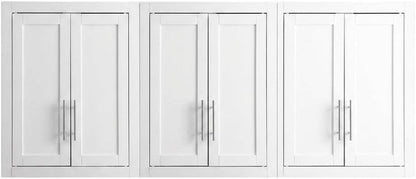Furnifact White 3-Piece Wall Kitchen Cabinet Set, MDF Birch Veneer, Floating Mounted Kitchen Storage, Wide Pantry Wall Organizer
