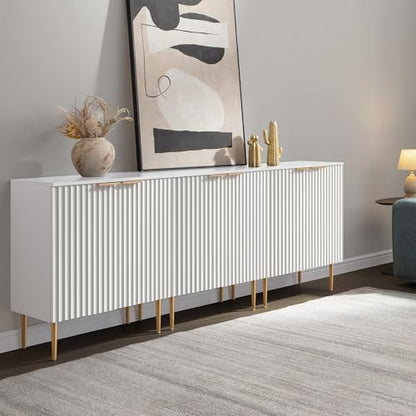 SICOTAS 57"W Modern Sideboard Buffet Cabinet with Adjustable Shelves, White