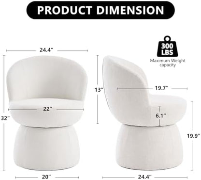 Kidol & Shellder Swivel Accent Chair Set of 4 Modern Comfy Swivel Barrel Dining Chair Upholstered Armchair Single Sofa Side Chairs for Dining Room Living Room Bedroom White