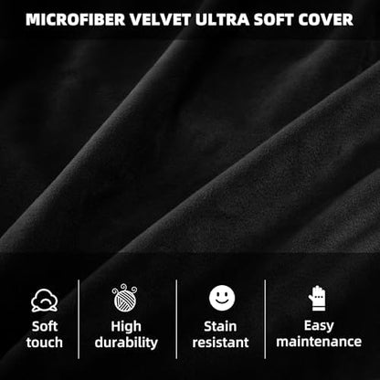 HABUTWAY Bean Bag Chair 3Ft Luxurious Velvet Ultra Soft Fur with High Rebound Memory Foam Bean Bag Chairs for Adults Plush Lazy Sofa with Fluffy Sponge 3' (Black New)