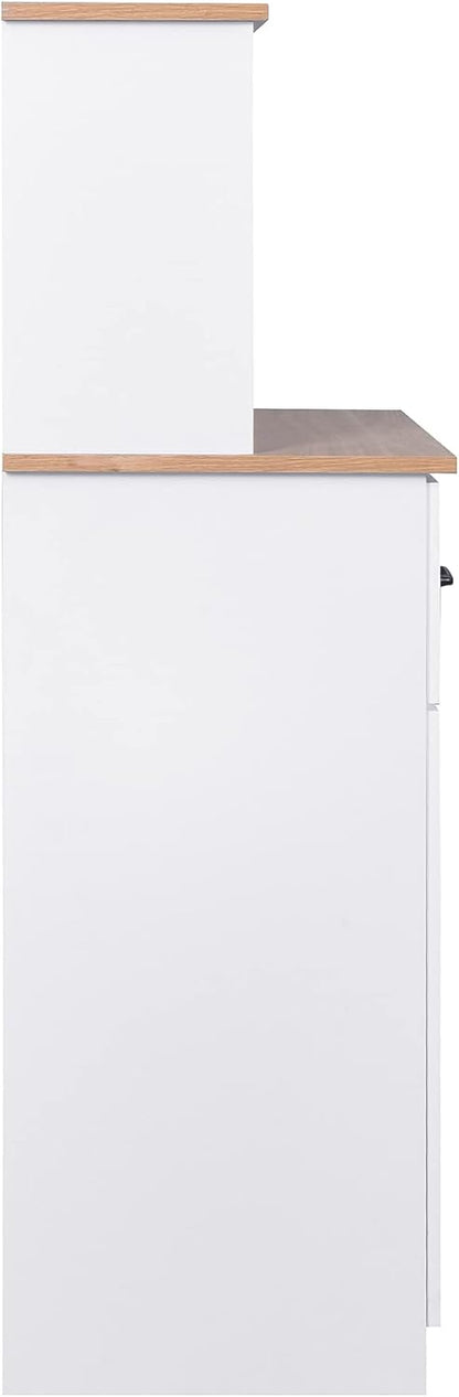 Modern Kitchen Pantry Cabinet, Storage Cabinet with Drawers, Wooden Coffee Bar Cabinet, Sideboard Buffet Cabinet for Dining Room Living Room Kitchen, White