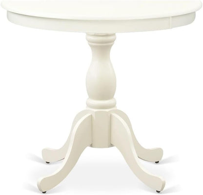 East West Furniture AST-LWH-TP Antique Modern Kitchen Table - a Round Dining Table Top with Pedestal Base, 36x36 Inch, Multi-Color
