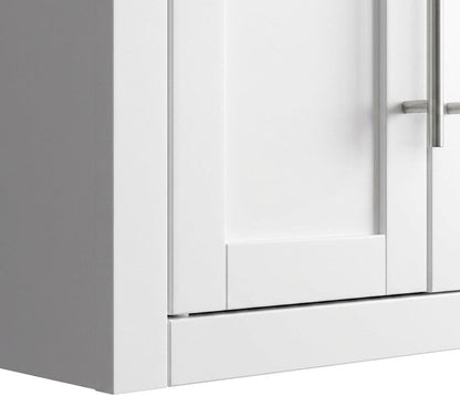 Furnifact White 3-Piece Wall Kitchen Cabinet Set, MDF Birch Veneer, Floating Mounted Kitchen Storage, Wide Pantry Wall Organizer